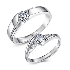 Bagues de couple en argent S925 et moissanite avec design vague pour mariage
