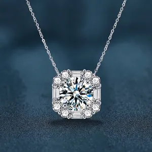 Lussuosa Collana Con Ciondolo a Zolletta di Zucchero in Argento Sterling S925 Moissanite Con Certificato GRA Catena Halo Donna