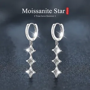 925 Sterling Silver Moissanite Drop Earrings For Women Elegant Star Tassel Dangle Earrings Fashion Luxury Jewelry Gift
