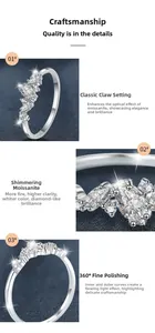 Macro detail of moissanite ring showing S925 sterling silver claw setting and 360-degree polish