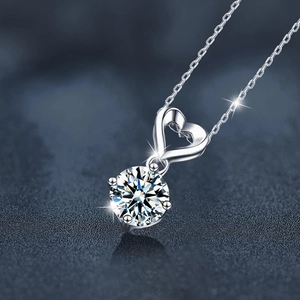 Collier classique en argent sterling 925 avec pendentif cœur en moissanite 1ct