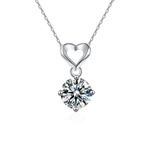 Collier classique en argent sterling S925 avec pendentif cœur en moissanite de 1 carat
