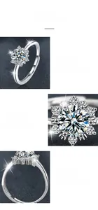 Gros plan sur le serti six griffes de la moissanite et l'anneau en argent poli