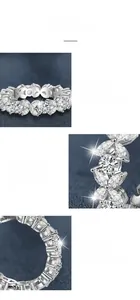 Dettaglio dell'anello eternity in moissanite marquise con montatura in argento lucido