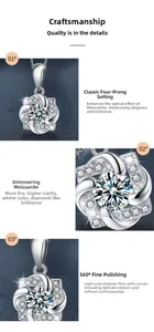 Dettaglio della collana girandola in argento s925 con incastonatura moissanite a quattro punte