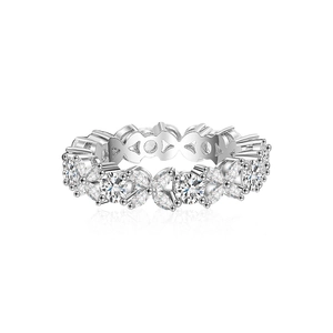 Classico anello moissanite taglio marquise in argento 925 con design a foglie floreali