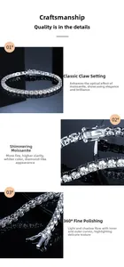 Nahaufnahme des 925er Silber Tennisarmbands mit 2mm Moissanit und Vierer-Krallenfassung