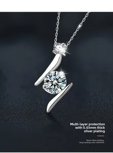 Macro shot of S925 sterling silver S-shaped lightning pendant with 0.03mm nano-plating