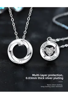 Macro detail of S925 sterling silver Mobius pendants with 0.03mm thick silver plating