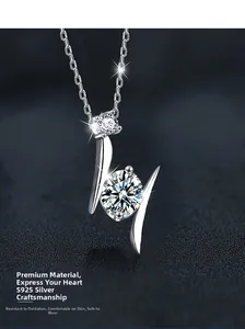 Macro detail of lightning pendant in S925 sterling silver with round moissanite