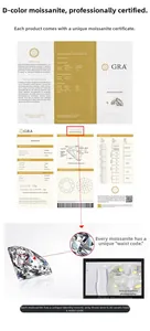 Detailed view of GRA certificate and laser inscription on Moissanite diamond stud earring
