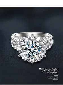 Vue macro d'une bague tournesol en argent s925 avec placage nano pour une brillance durable