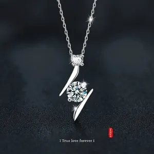 S925 Sterling Silver Lightning Moissanite Pendant Necklace For Women Minimalist D Color Sparkling Clavicle Chain Jewelry Gift