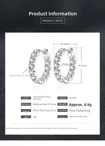 Tableau des tailles détaillé pour boucles d'oreilles créoles en argent et moissanite