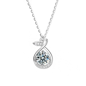 Eleganter S925 Sterlingsilber Moissanit Fischschwanz Anhänger Halskette für Damen
