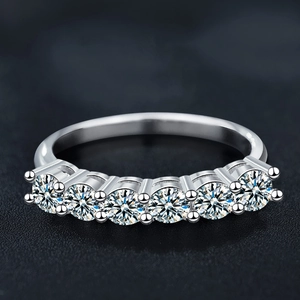 Luxurious S925 sterling silver eternity ring with seven brilliant-cut moissanite stones