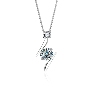 Moissanite S925 sterling silver lightning pendant necklace with high-shine polished finish