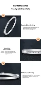 Detailed view of S925 sterling silver moissanite bangle with 360-degree mirror polishing