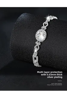 Détail du bracelet en argent S925 avec moissanite ovale et placage nano