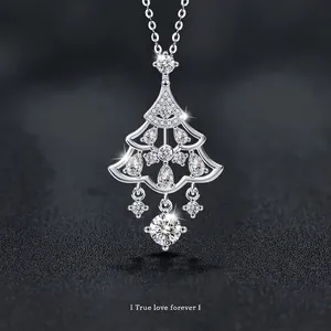 Collier Pendentif Sapin de Noël en Moissanite Argent Sterling 925 Couleur D VVS1 Avec Certificat GRA Gland Bijoux Femmes