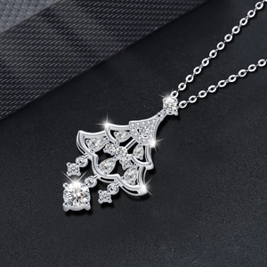Pendentif sapin de Noël en argent S925 avec pierres de moissanite scintillantes