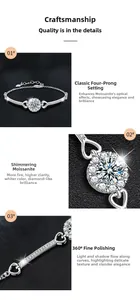 Details zum Moissanit-Armband mit Herzgliedern und 4-Krallen-Fassung aus 925er Silber