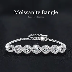 S925 Sterling Silver Moissanite Bracelet For Women Infinity Design Adjustable Chain High Quality Jewelry Wedding Gift