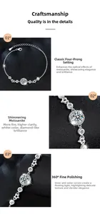 Macro detail of 925 silver moissanite bracelet with star charms and high fire clarity