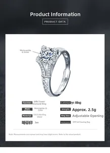 Detail view showing a 6.5mm D color moissanite diamond set in an S925 silver tower ring