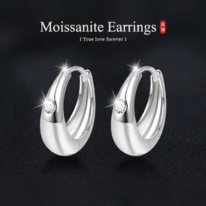 Lussuosi Orecchini a Cerchio Huggie in Argento Sterling 925 con Moissanite per Donna Minimalisti a Forma di U Gioielli