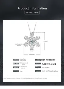 Dettagli della collana fiocco di neve in argento S925 con pendente Moissanite 5mm