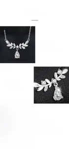 Détail du collier Moissanite en forme de poire en argent S925 avec sertissage à griffes