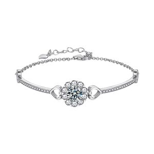 S925 Sterling Silber Armband mit funkelndem Moissanit im Sonnenblumen Design