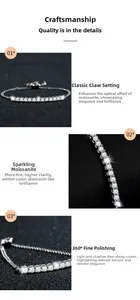 Detailed view of moissanite tennis bracelet featuring classic claw setting and fine polishing