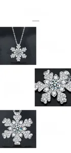 Dettaglio del ciondolo a fiocco di neve in argento S925 con pietra moissanite