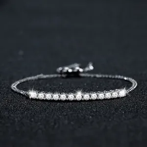 925 Sterling Silver Moissanite Smile Bracelet For Women Adjustable D Color Moissanite Tennis Bracelet Fine Jewelry Gift