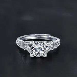S925 Sterling Silver Moissanite Eiffel Tower Engagement Ring For Women Adjustable Hollow Setting Luxury Wedding Finger Ring