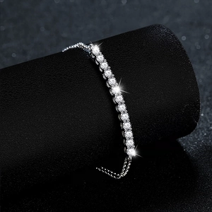 Sparkling S925 sterling silver smile tennis bracelet with adjustable chain and zircons