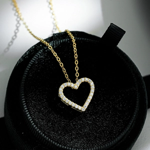 Elegant 925 Sterling Silver Moissanite Heart Pendant Necklace 14K Gold Plated Inlaid Jewelry For Women With GRA Certificate