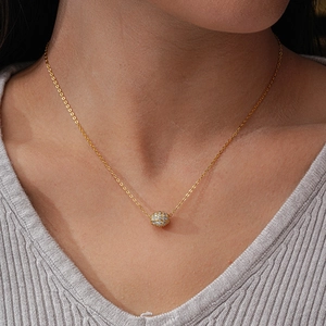 Classic 925 sterling silver moissanite slider pendant necklace plated in 14K gold for women