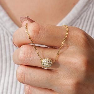 Classic 925 sterling silver moissanite slider pendant necklace in 14K gold finish