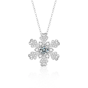Elegante ciondolo a fiocco di neve in argento S925 con pietre di moissanite scintillanti
