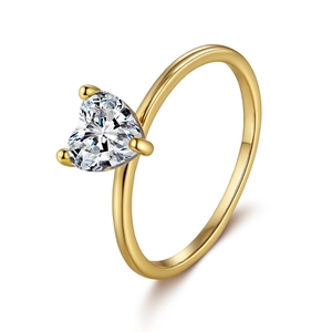 Élégante bague en moissanite cœur 1ct avec anneau en argent S925 plaqué or 18k