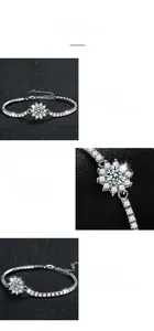 Vue détaillée du bracelet moissanite en tournesol avec pierres étincelantes sur argent