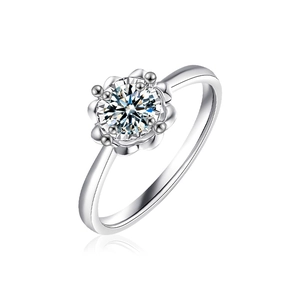 Elegant S925 sterling silver moissanite engagement ring with floral petal setting