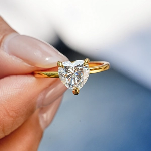Bague Cœur Classique Argent Sterling 925 Plaqué Or 18K Moissanite Zirconia 2ct Incrusté Bague De Fiançailles Mariage Femme