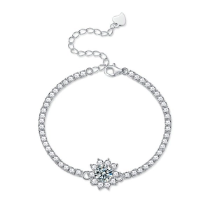 Bracelet tennis tournesol en argent sterling S925 avec accents de moissanite scintillants