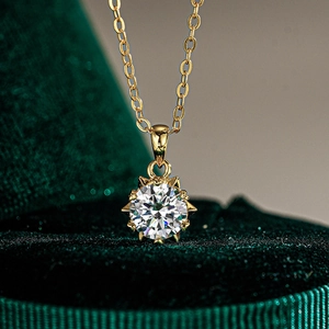 925 Sterling Silver Moissanite Necklace Women 14K Gold Plated Snowflake Pendant Zirconia Necklace Jewelry Gift