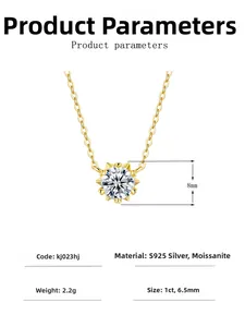 Detailed dimension guide for 1ct moissanite pendant in 14K gold plated silver