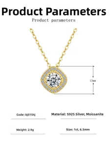 Detail of 925 sterling silver moissanite pendant with dimensions and 1ct 6.5mm stone size